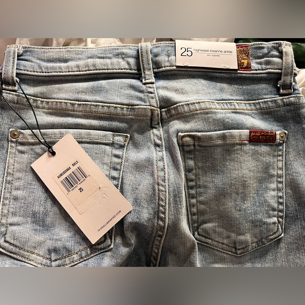 7 For All Mankind Light Blue High-Waist Ankle Jeans
